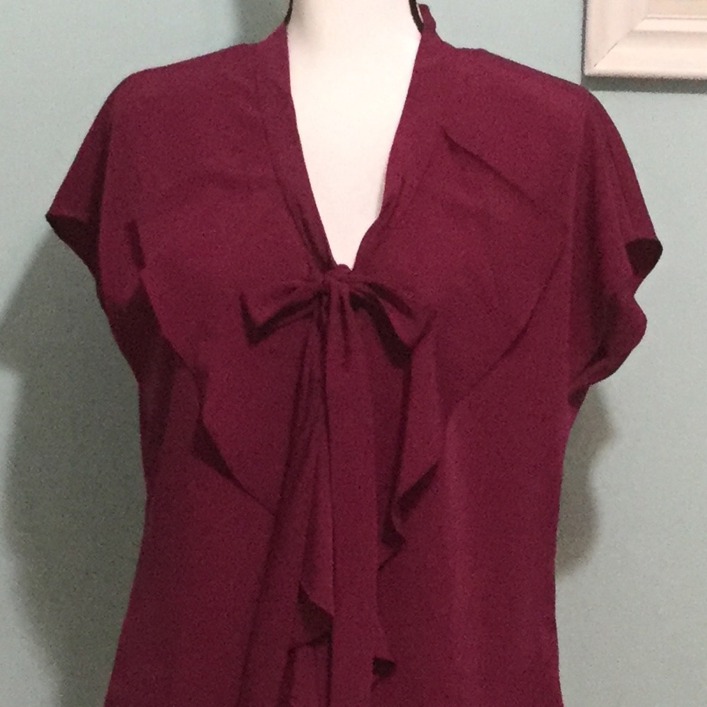 Ellen Tracy- Burgundy Blouse - Picture 2 of 7
